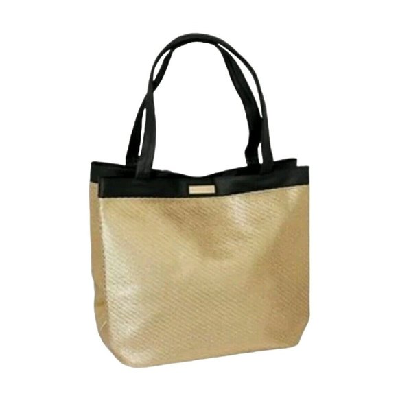 *Versace Parfums Weekender Textured Bag Gold Metallic XL Tote Shoulder - NWOT - Picture 1 of 6
